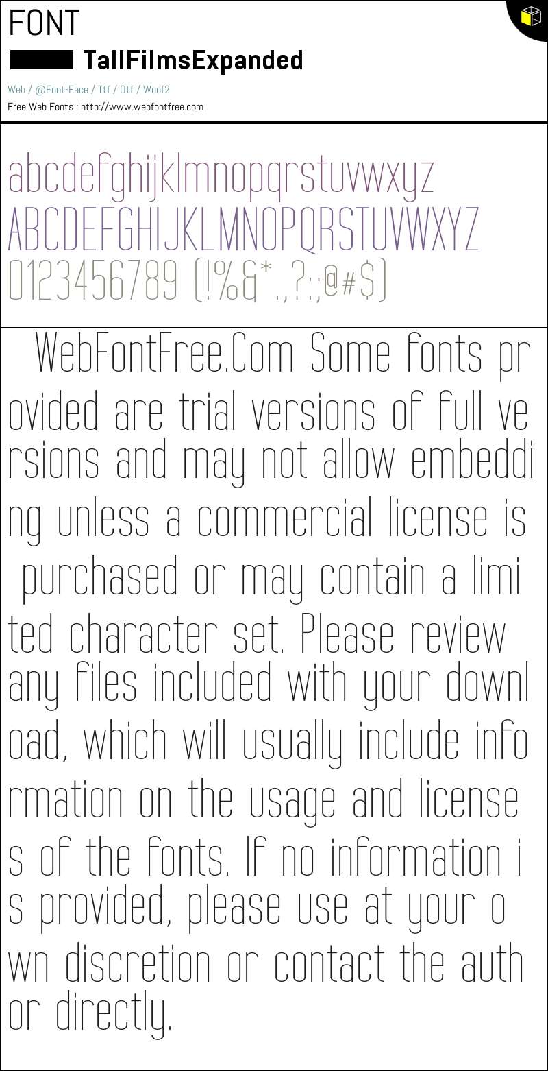Expanded Script Font Tall Films Expanded Fonts Downloads - WebFontFree.Com