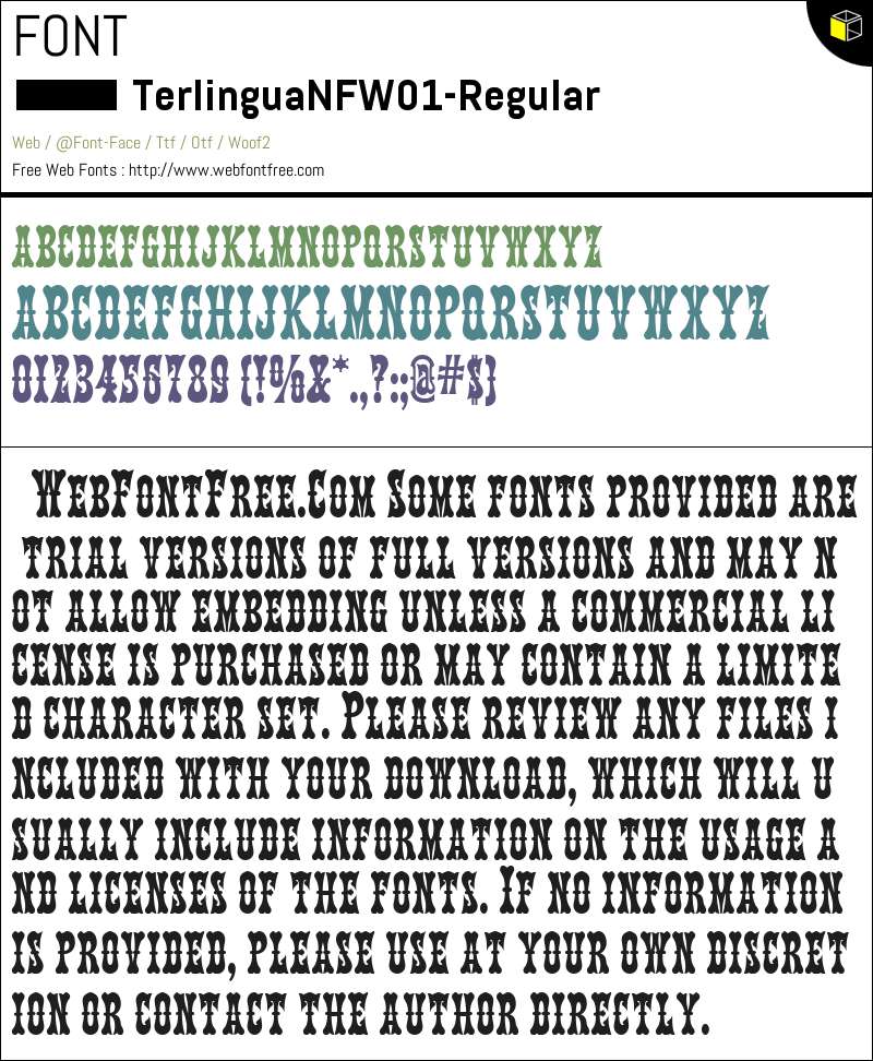 Terlingua NF W01 Regular Fonts Downloads - WebFontFree.Com