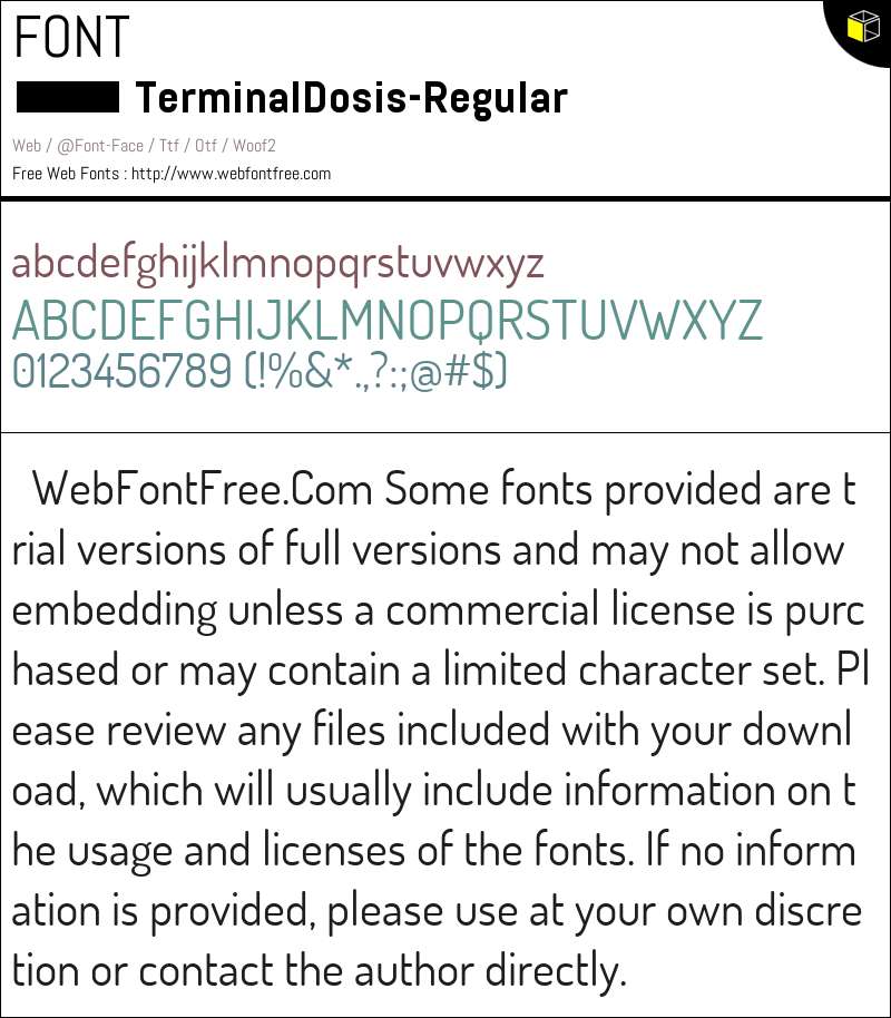 Terminal Dosis Regular Fonts Downloads - WebFontFree.Com