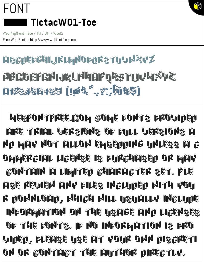 Toe Font Design Tictac W01 Toe Fonts Downloads - WebFontFree.Com