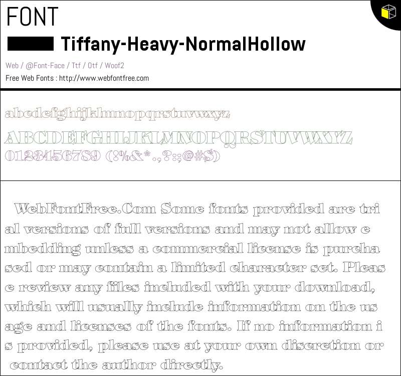 Tiffany-Heavy-Normal Hollow Fonts Downloads - WebFontFree.Com