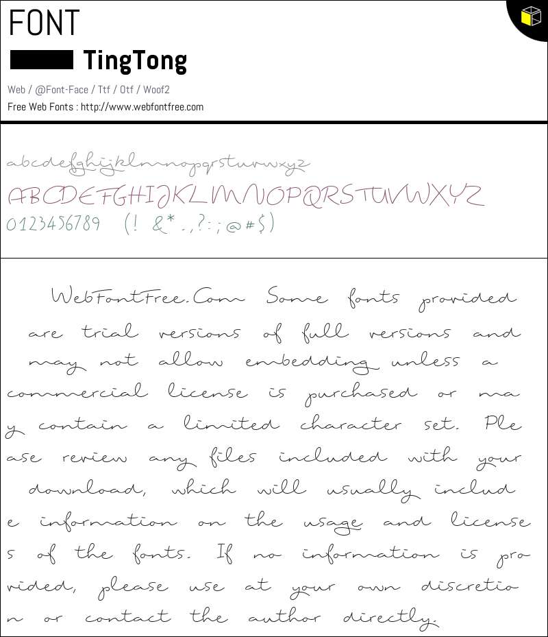 Tongs Lettering Ting Tong Fonts Downloads - WebFontFree.Com