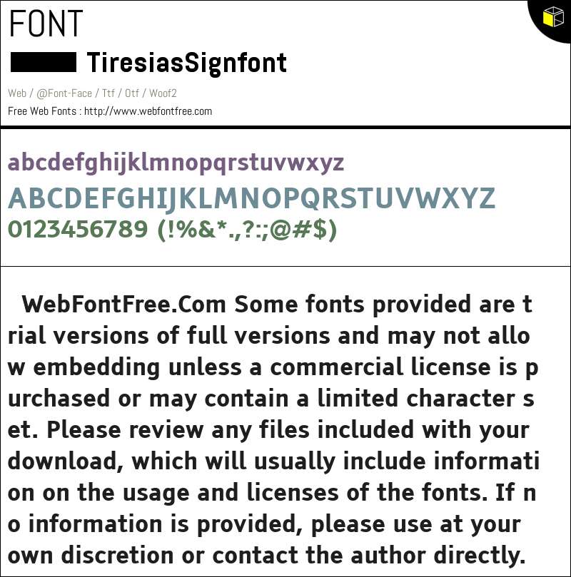 Tiresias Signfont Fonts Downloads - WebFontFree.Com