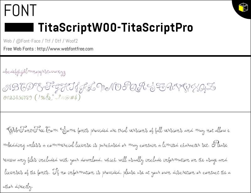 Tita Script W00 Tita Scr Pro Fonts Downloads - WebFontFree.Com