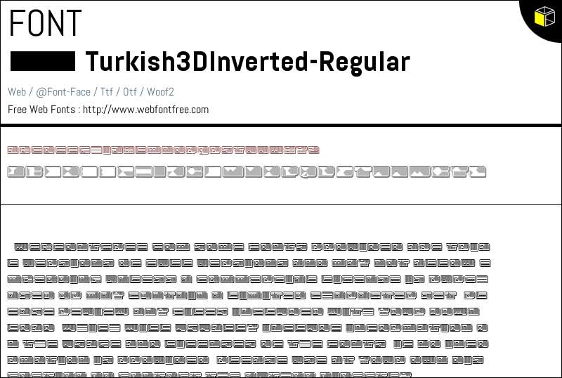 Turkish 3D Inverted Regular Fonts Downloads - WebFontFree.Com