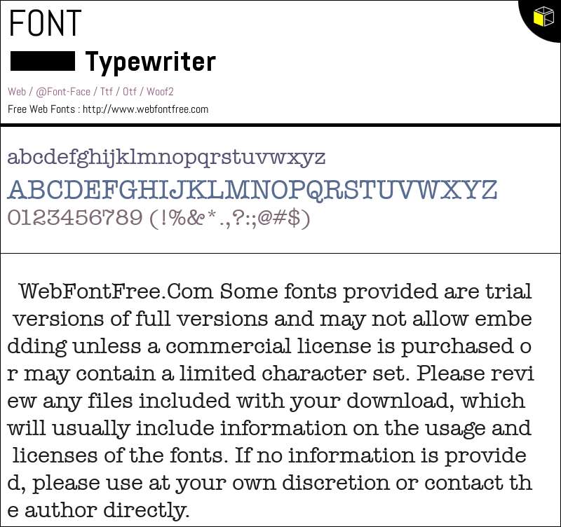 Typewriter Schriftart Downloads - WebFontFree.Com