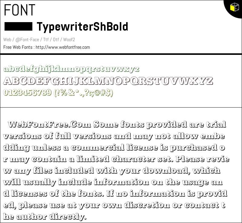 TypewriterShBold Fonts Downloads