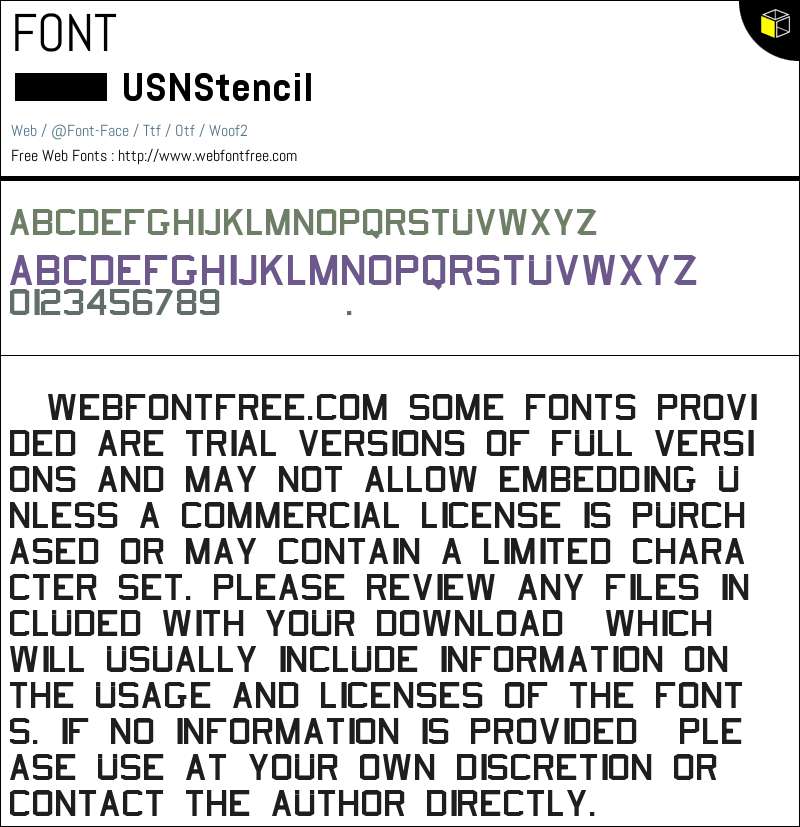 USN_Stencil Fonts Downloads - WebFontFree.Com