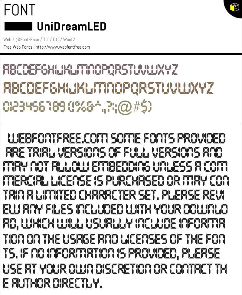 UniDream LED Regular 字体 下载 - WebFontFree.Com
