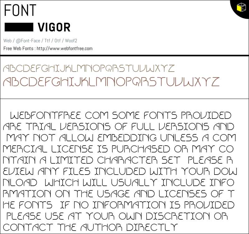 Vigor Font VIGOR Fonts Downloads - WebFontFree.Com