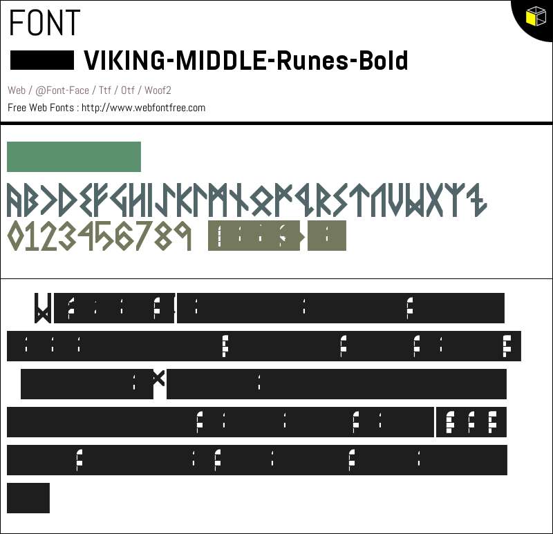 Midified Rune Font VIKING, MIDDLE Runes Bold Regular Fonts Downloads - WebFontFree.Com