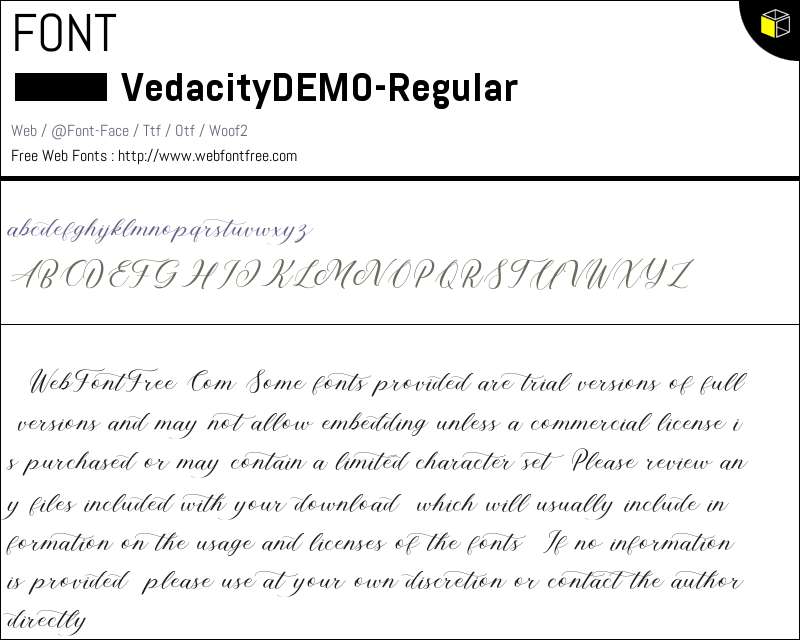 Vedacity DEMO Regular Fonts Downloads - WebFontFree.Com