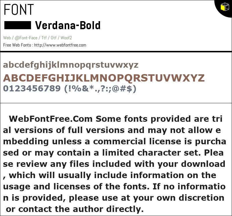 Verdana Bold Fonts Downloads - WebFontFree.Com