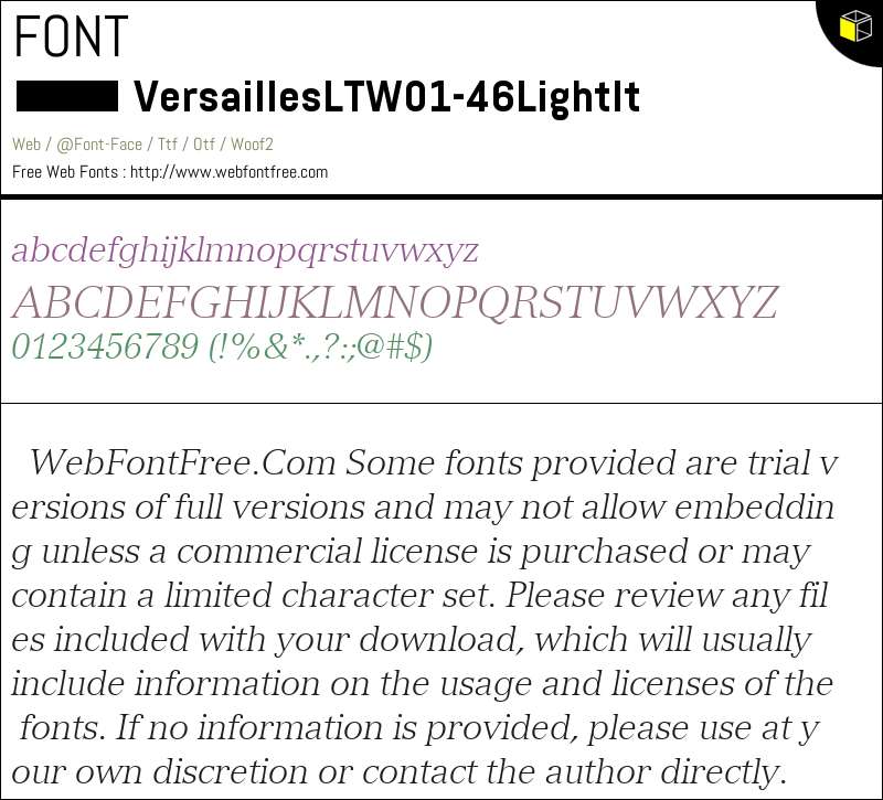 Versailles LT W01 46 Light It Fonts Downloads - WebFontFree.Com