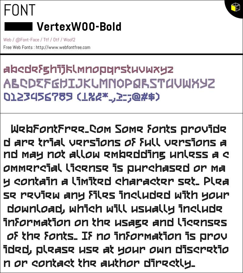 Vertex W00 Bold Fonts Downloads - WebFontFree.Com