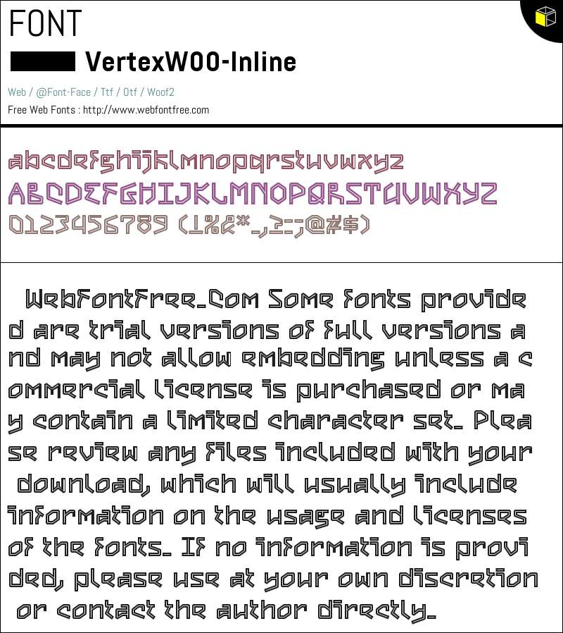 Vertex W00 Inline Fonts Downloads - WebFontFree.Com