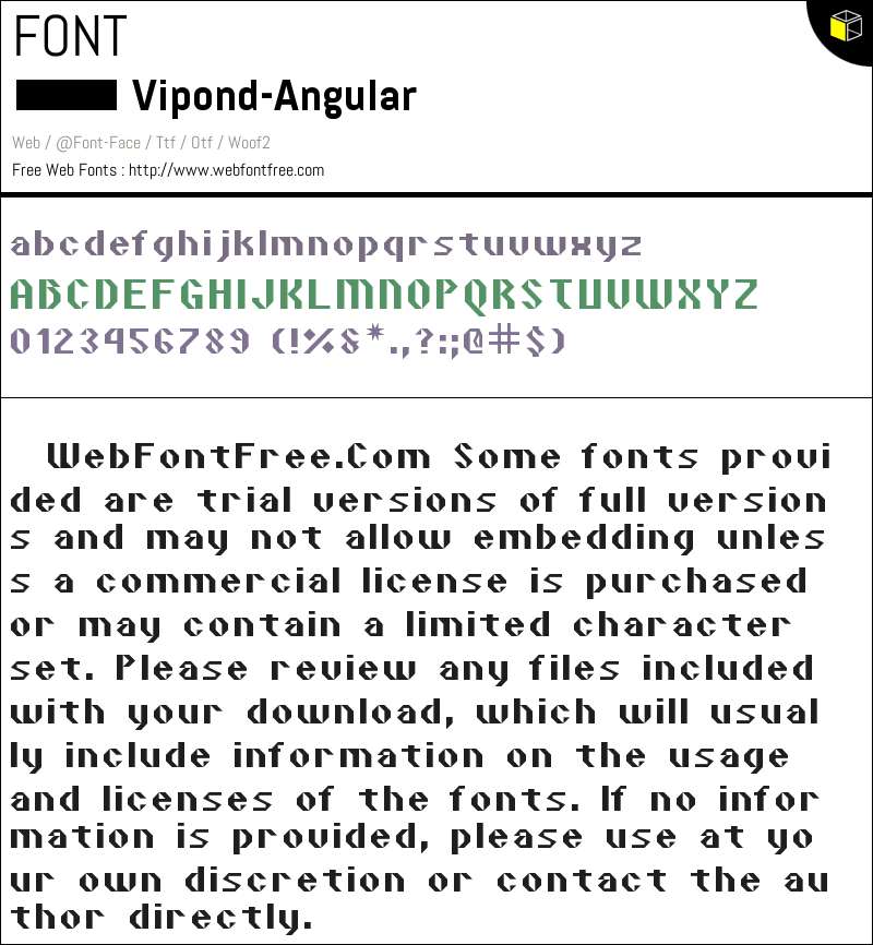 Vipond Angular Regular Fonts Downloads - WebFontFree.Com