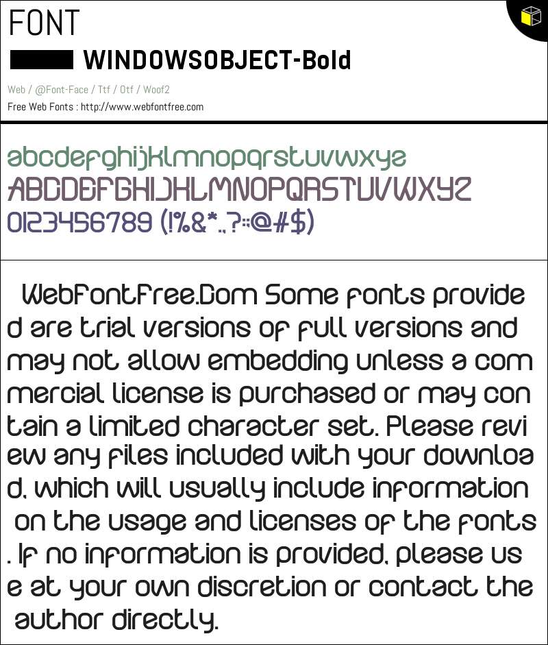 WINDOWS OBJECT Bold Fonts Downloads