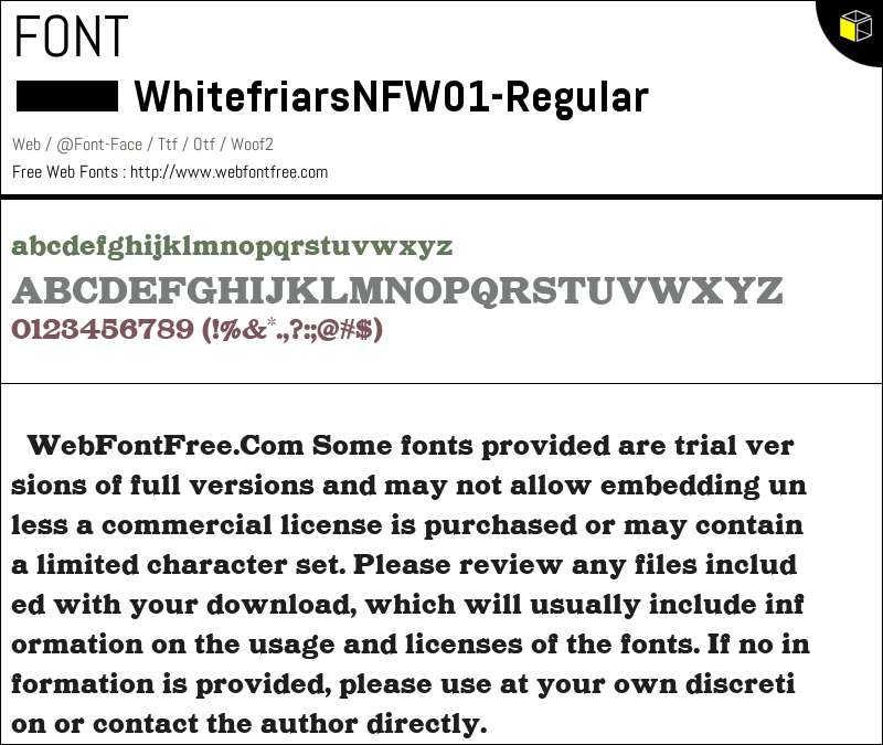 Whitefriars NF W01 Regular Fonts Downloads - WebFontFree.Com