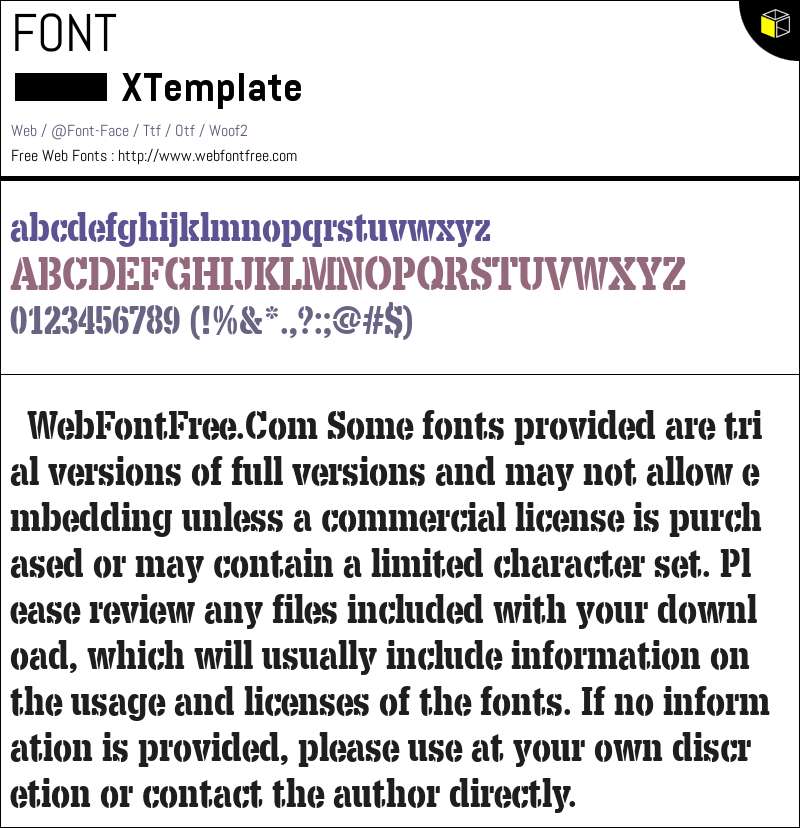 X.Template Fonts Downloads - WebFontFree.Com