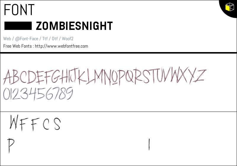 Zombie Writing Code ZOMBIES NIGHT Fonts Downloads - WebFontFree.Com
