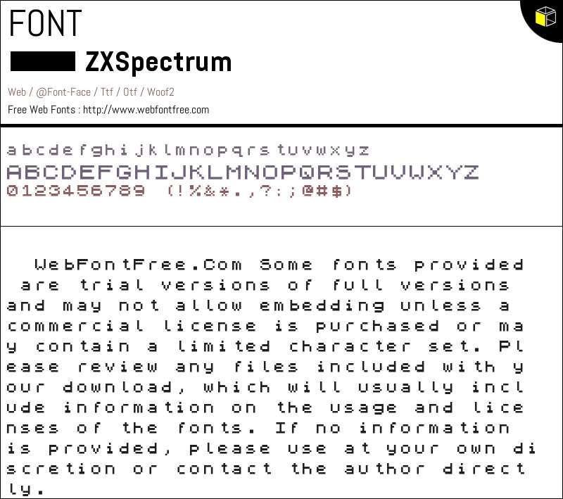 Zx Spectrum Font Vector ZX Spectrum Fonts Downloads - WebFontFree.Com