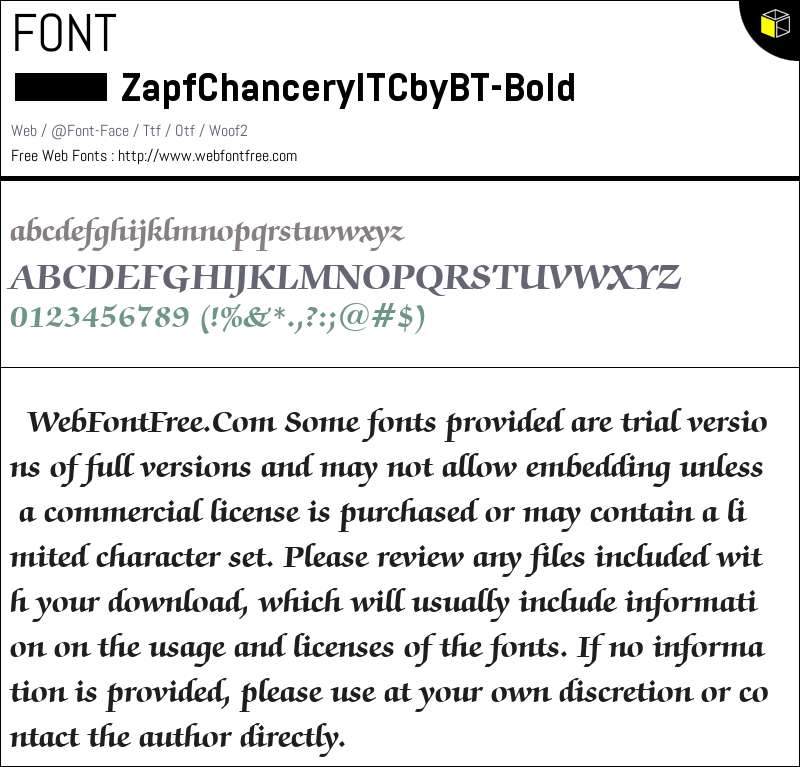 zapf chancery bold italic free