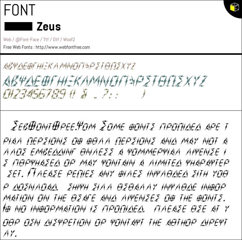 Zeus Fonts Downloads - WebFontFree.Com