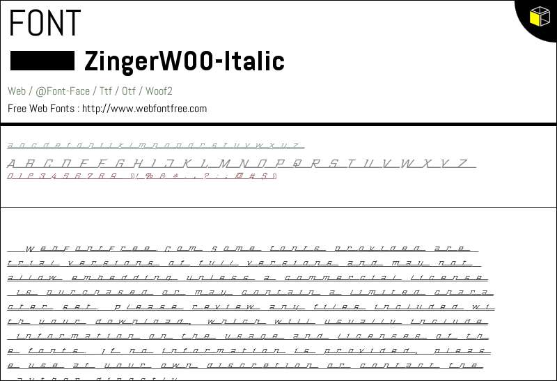 Zinger W00 Italic Fonts Downloads WebFontFree Com