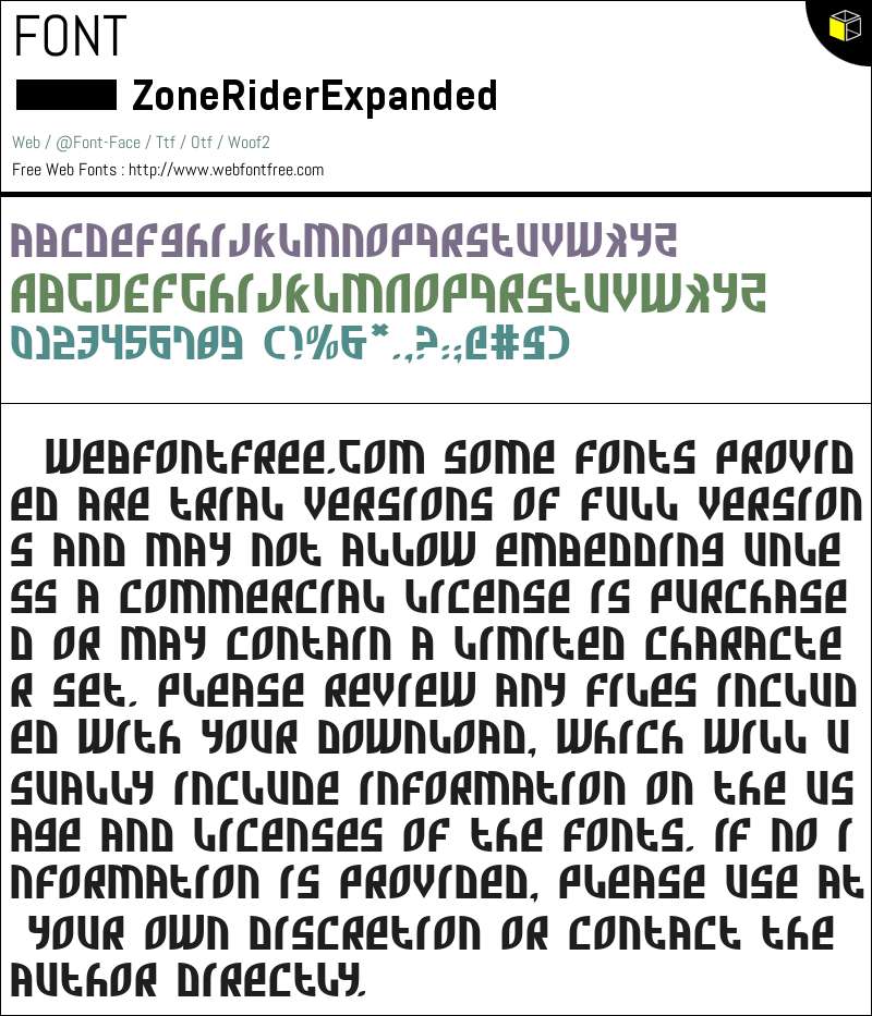 Zone Rider Expanded Fonts Downloads - WebFontFree.Com