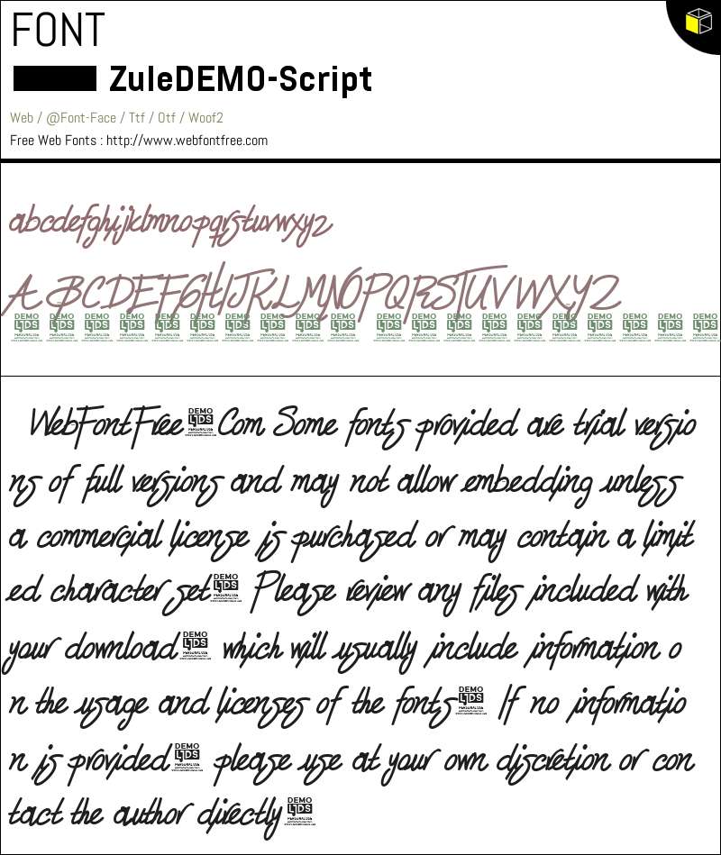 Zule DEMO Script Fonts Downloads - WebFontFree.Com