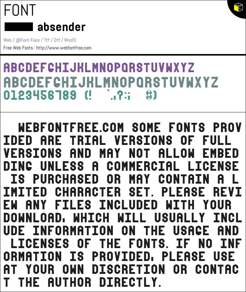 absender Fonts Downloads - WebFontFree.Com