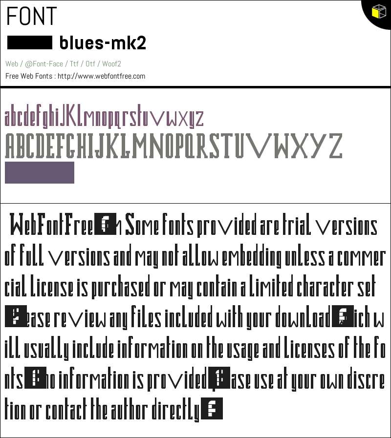 blues mk2 Regular Fonts Downloads - WebFontFree.Com