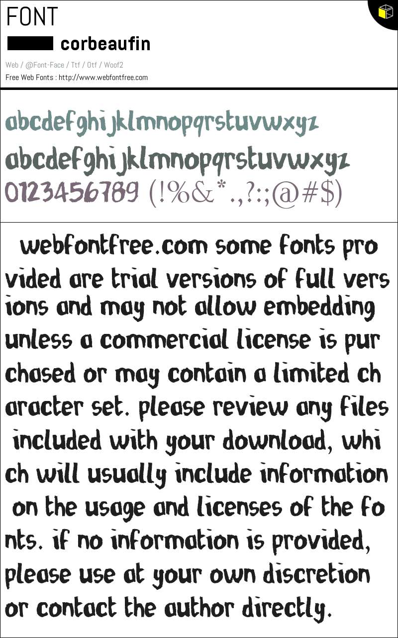 corbeau fin Fonts Downloads - WebFontFree.Com