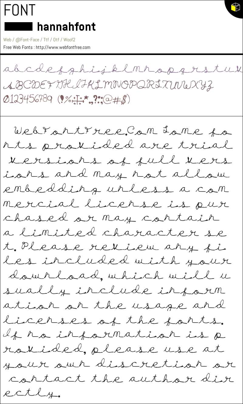 hannahfont Fonts Downloads - WebFontFree.Com