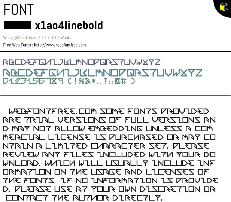 x1ao4 line bold Fonts Downloads - WebFontFree.Com
